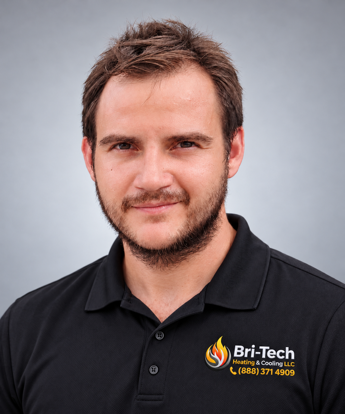 Headshot of Mate Budai wearing a black Bri-Tech polo