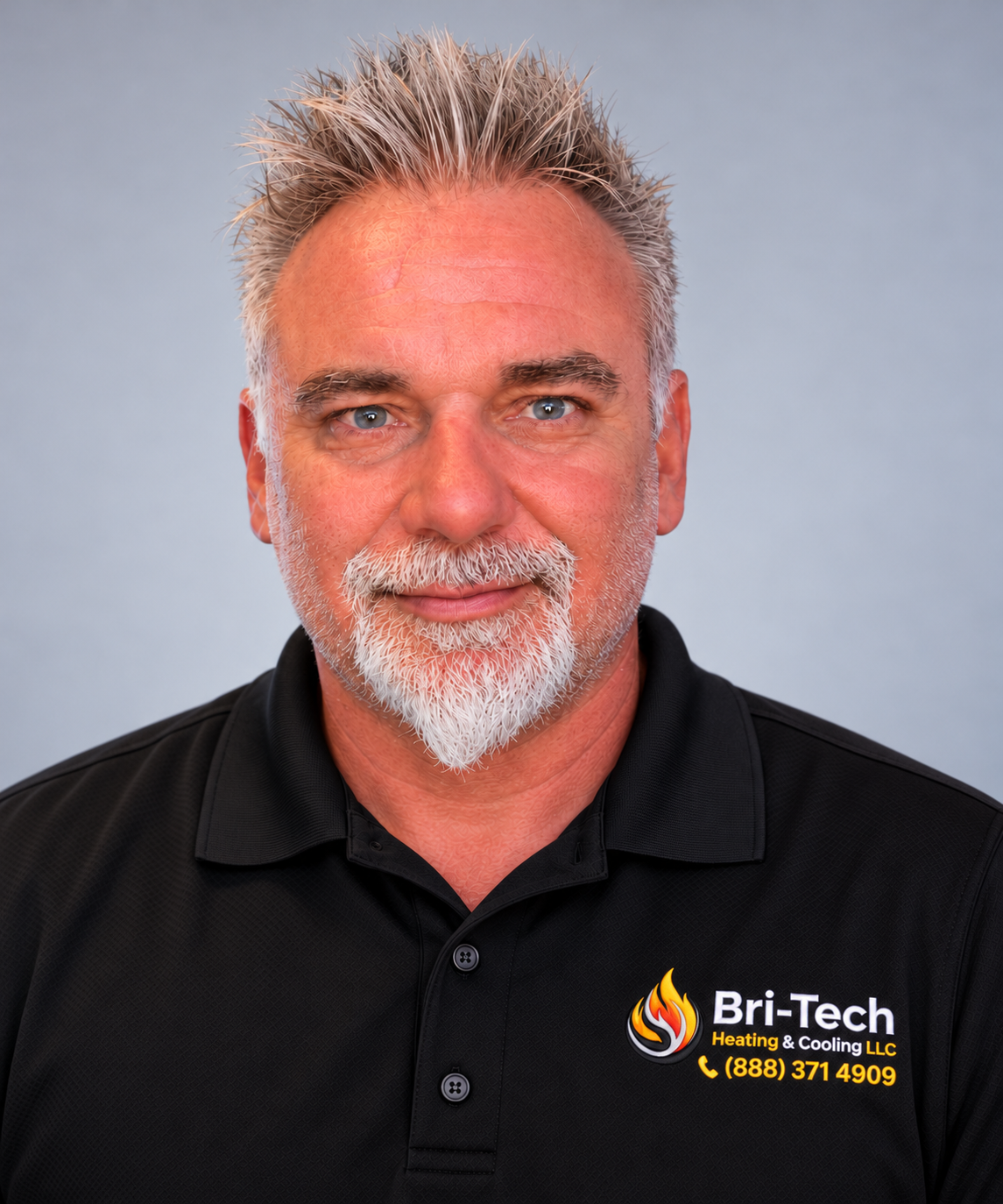 Headshot of Arpi Furcsa wearing a black Bri-Tech polo